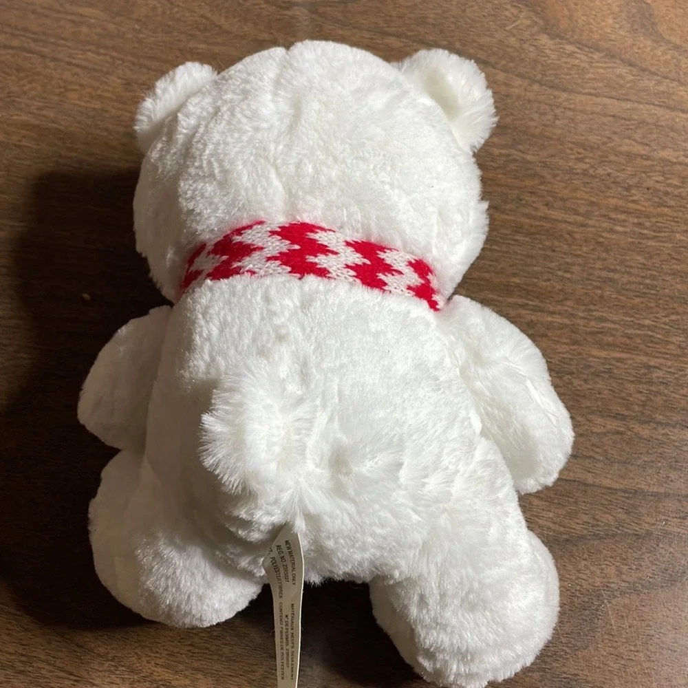 American Greetings 2018 Plush‎ Bear, White, Red & White Scarf, 9